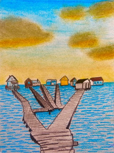Dessin intitulée "Maldives" par Evangelina, Œuvre d'art originale, Crayon