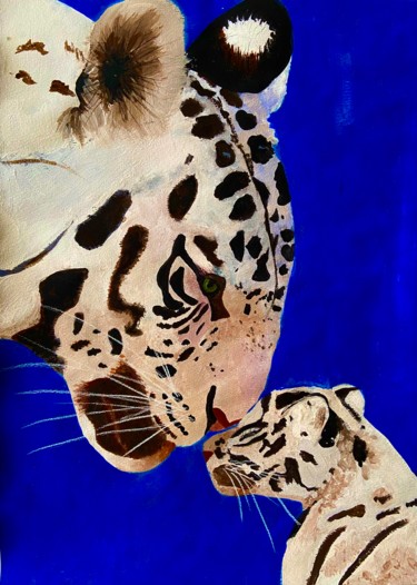 Painting titled "Mother -Tigre and h…" by Evangelina, Original Artwork, Acrylic