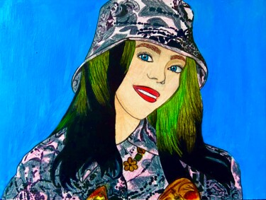 Painting titled "Billie Eilish at th…" by Evangelina, Original Artwork, Acrylic