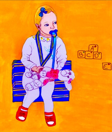 Картина под названием "Baby Elléonore (the…" - Evangelina, Подлинное произведение искусства, Акрил