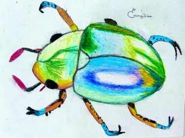 Disegno intitolato "Beetle 🪲" da Evangelina, Opera d'arte originale, Matita