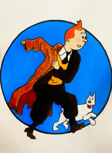Peinture intitulée "Tintin et Milou" par Evangelina, Œuvre d'art originale, Acrylique