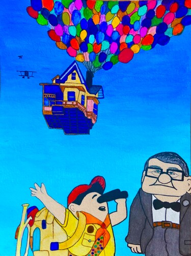 Schilderij getiteld "Up Disney 2009 (Car…" door Evangelina, Origineel Kunstwerk, Acryl