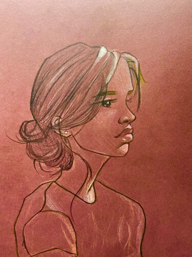 Dessin intitulée "Eva The Young Girl" par Evangelina, Œuvre d'art originale, Crayon