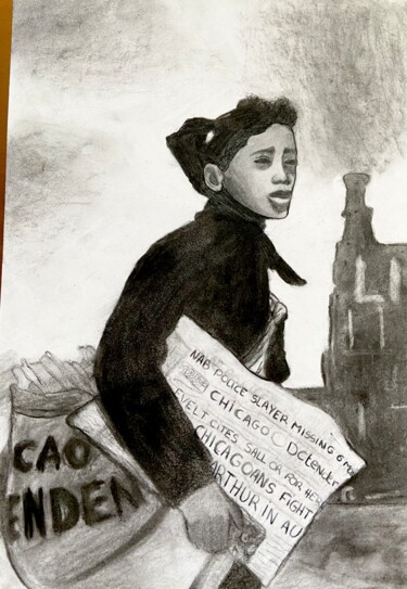 Dibujo titulada "The Chicago Newspap…" por Evangelina, Obra de arte original, Carbón