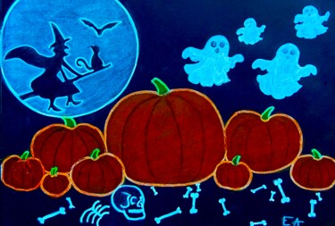 Painting titled "Happy Halloween 202…" by Evangelina, Original Artwork, Acrylic