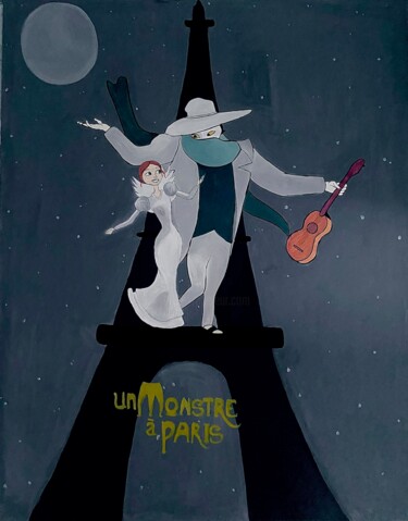 Malarstwo zatytułowany „Un Monstre à Paris…” autorstwa Evangelina, Oryginalna praca, Akryl