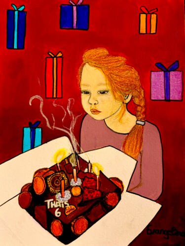 Картина под названием "Birthday Cake 🎂 ( T…" - Evangelina, Подлинное произведение искусства, Акрил