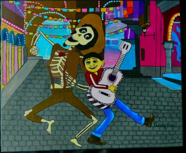 Pittura intitolato "Coco Mexico 🇲🇽 Disney" da Evangelina, Opera d'arte originale, Acrilico