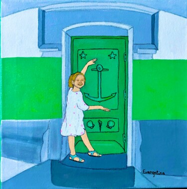 Painting titled "At the Tréport Ligh…" by Evangelina, Original Artwork, Acrylic