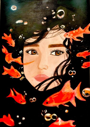 "The Young Girl with…" başlıklı Tablo Evangelina tarafından, Orijinal sanat, Petrol