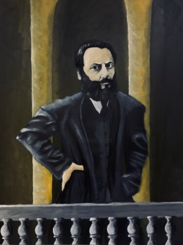 Painting titled "Akaki Tsereteli" by Konstantine Kakashvili, Original Artwork, Oil