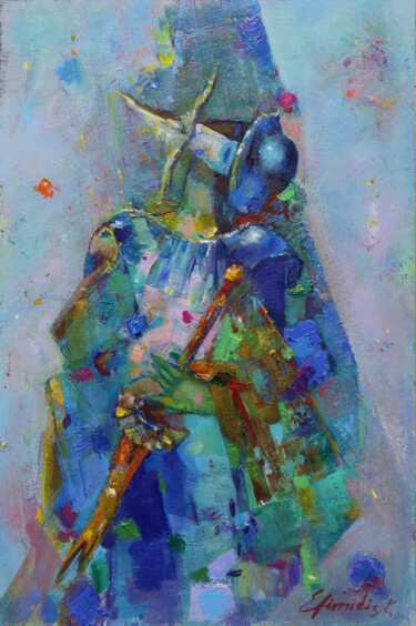 Картина под названием "sad knight Don Quix…" - Konstantinos Efimidis, Подлинное произведение искусства, Масло