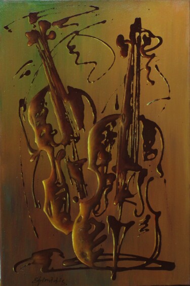 Painting titled "Violins" by Konstantinos Efimidis, Original Artwork, Oil