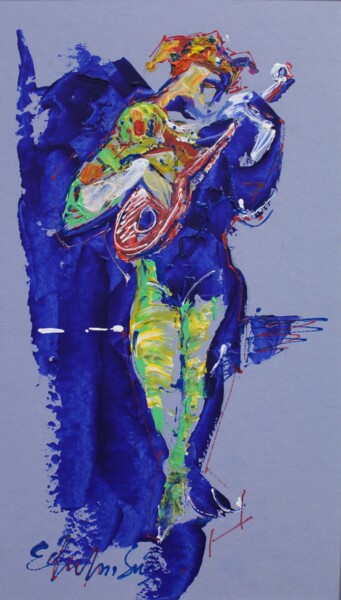 Schilderij getiteld "Harlequin plays the…" door Konstantinos Efimidis, Origineel Kunstwerk, Acryl