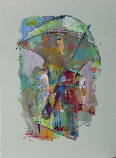 Картина под названием "Под дождем" - Konstantinos Efimidis, Подлинное произведение искусства, Акрил
