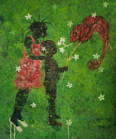 Malerei mit dem Titel "L'harmonie" von Konte Alhassane, Original-Kunstwerk, Acryl