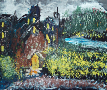 Painting titled "Gothic Retreat" by Kontra The Blind, Original Artwork, Acrylic
