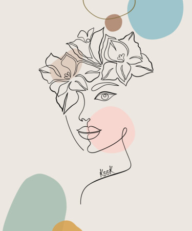 Emma. Belle comme une fleur. Arts numériques intitulée "Emma. Belle comme u…" par Kook, Œuvre d'art originale, Peinture numérique