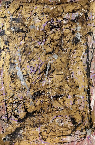 Peinture intitulée "Purplegold" par Kook, Œuvre d'art originale, Acrylique