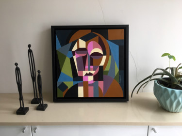 Painting titled "Cubist Portrait of…" by Koola Adams, Original Artwork, Acrylic