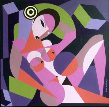 Pittura intitolato "Cubist Nude 2" da Koola Adams, Opera d'arte originale, Acrilico