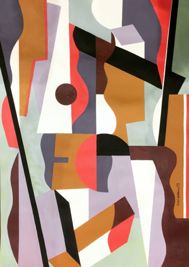 Schilderij getiteld "Composition 105" door Koola Adams, Origineel Kunstwerk, Acryl