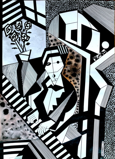 Картина под названием "The Pianist II" - Koola Adams, Подлинное произведение искусства, Чернила