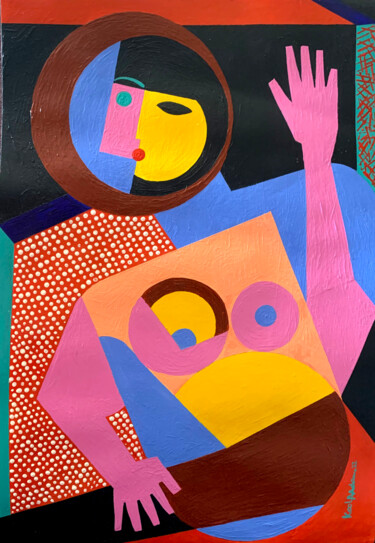 Pittura intitolato "Cubist Woman" da Koola Adams, Opera d'arte originale, Acrilico
