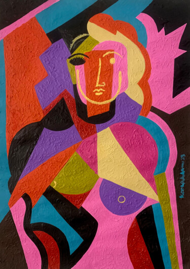 Malerei mit dem Titel "Abstracted Woman II" von Koola Adams, Original-Kunstwerk, Acryl