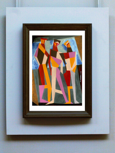 Painting titled "Three Abstracted Fi…" by Koola Adams, Original Artwork, Acrylic