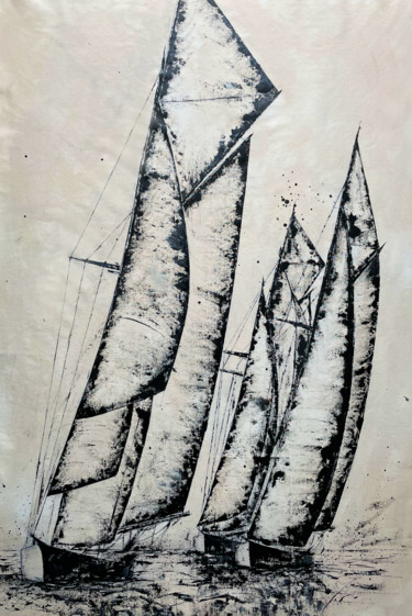 Peinture intitulée "Morning Sail - Thre…" par Koorosh Nejad, Œuvre d'art originale, Acrylique