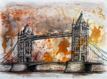 Pittura intitolato "Tower Bridge London…" da Koorosh Nejad, Opera d'arte originale, Acrilico