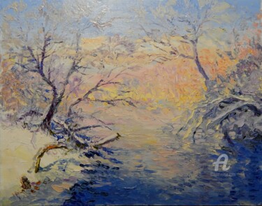 Картина под названием "Зимнее кружево" - Елена Коренная, Подлинное произведение искусства, Масло