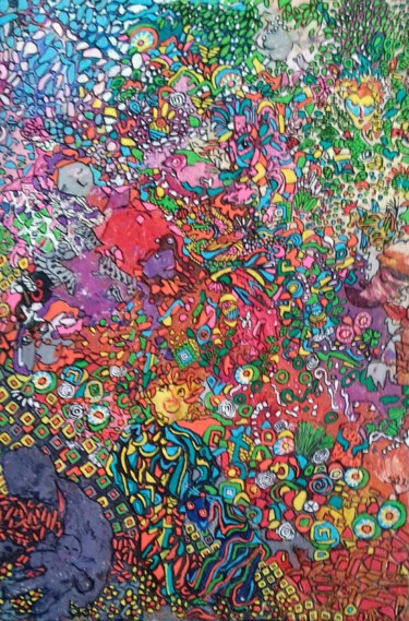 Peinture intitulée "Toute une histoire…" par Korî, Œuvre d'art originale, Huile Monté sur Panneau de bois