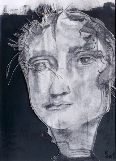 Drawing titled "En attendant I" by Korî, Original Artwork, Ink Mounted on Other rigid panel