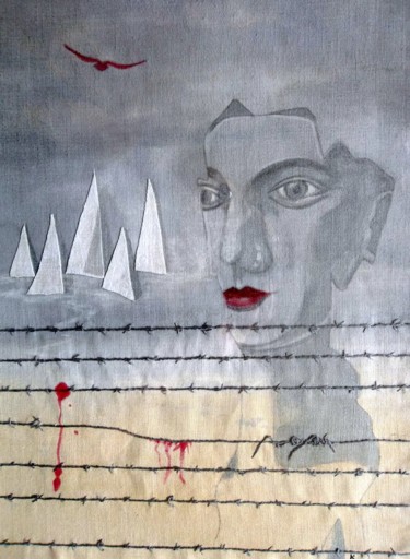 "En voyage chez René…" başlıklı Tablo Korî tarafından, Orijinal sanat, Akrilik Diğer sert panel üzerine monte edilmiş