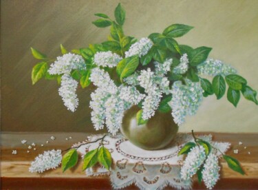 Painting titled "Черёмухи цвет" by Elena Kornienkova, Original Artwork, Oil