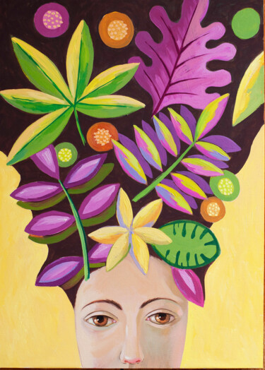 Картина под названием "Dream of the tropics" - Galina Gataullina, Подлинное произведение искусства, Акрил