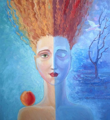 Картина под названием "День и ночь" - Galina Gataullina, Подлинное произведение искусства, Масло