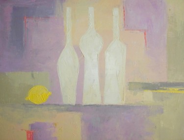 Картина под названием "Натюрморт с бутылка…" - Galina Gataullina, Подлинное произведение искусства, Масло