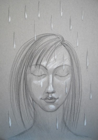 Картина под названием "Дождь" - Galina Gataullina, Подлинное произведение искусства, Масло