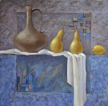 Картина под названием "Натюр с грушами" - Galina Gataullina, Подлинное произведение искусства, Масло