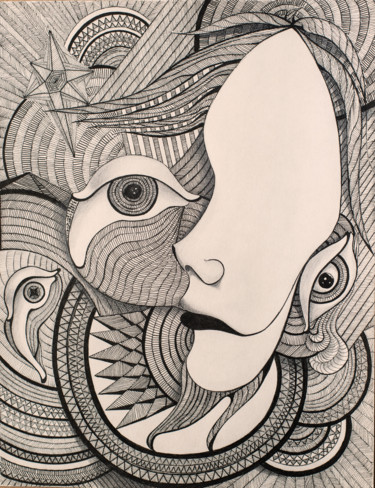 Рисунок под названием "The Third Eye" - Mihail Ivanov, Подлинное произведение искусства, Чернила