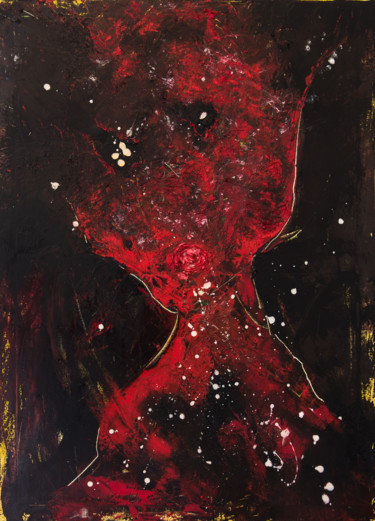 Картина под названием "Red Shadow II" - Mihail Ivanov, Подлинное произведение искусства, Масло