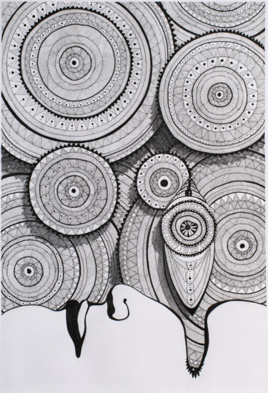 Zeichnungen mit dem Titel "ISU / I see you" von Mihail Ivanov, Original-Kunstwerk, Tinte
