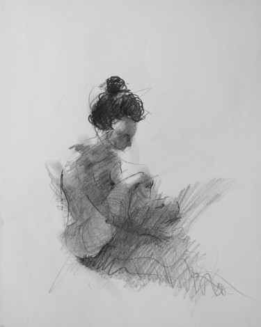 Drawing titled "Nude Woman Figure D…" by Mihail Ivanov, Original Artwork, Pencil