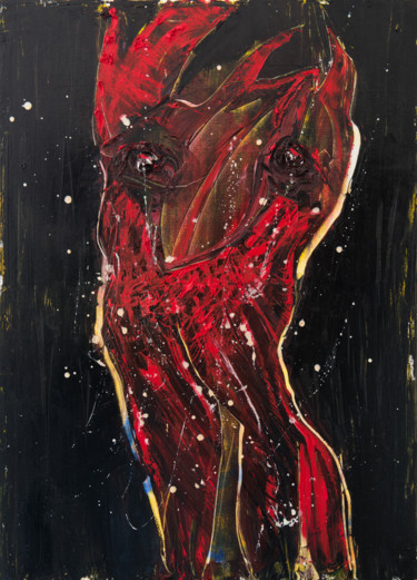 Schilderij getiteld "Red Shadow V: Gord" door Mihail Ivanov, Origineel Kunstwerk, Olie