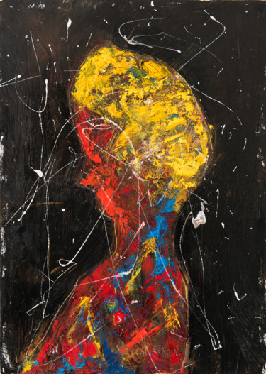 Peinture intitulée "Red Shadow X: Boy" par Mihail Ivanov, Œuvre d'art originale, Huile Monté sur Châssis en bois