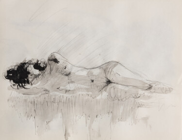 Рисунок под названием "Nude Female lying o…" - Mihail Ivanov, Подлинное произведение искусства, Чернила